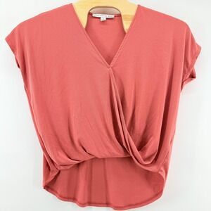 HYFVE Shirt Womens Medium Short Sleeve Surplice Draped Twist Blouse Office Top